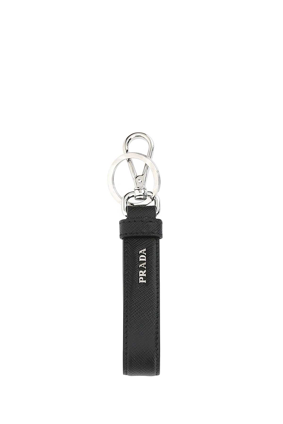 Prada Men Black Leather Key Ring PRADA