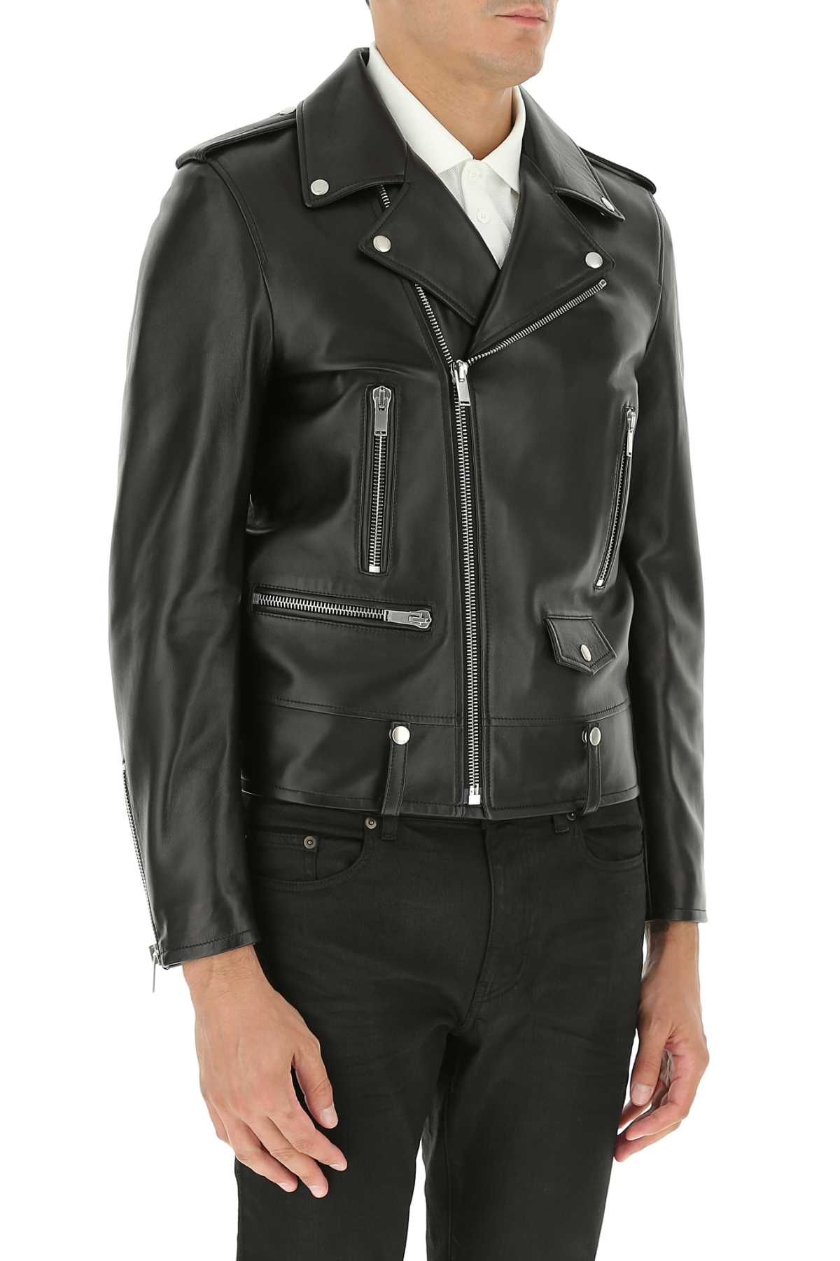 Saint Laurent Men Black Leather Jacket SAINT LAURENT