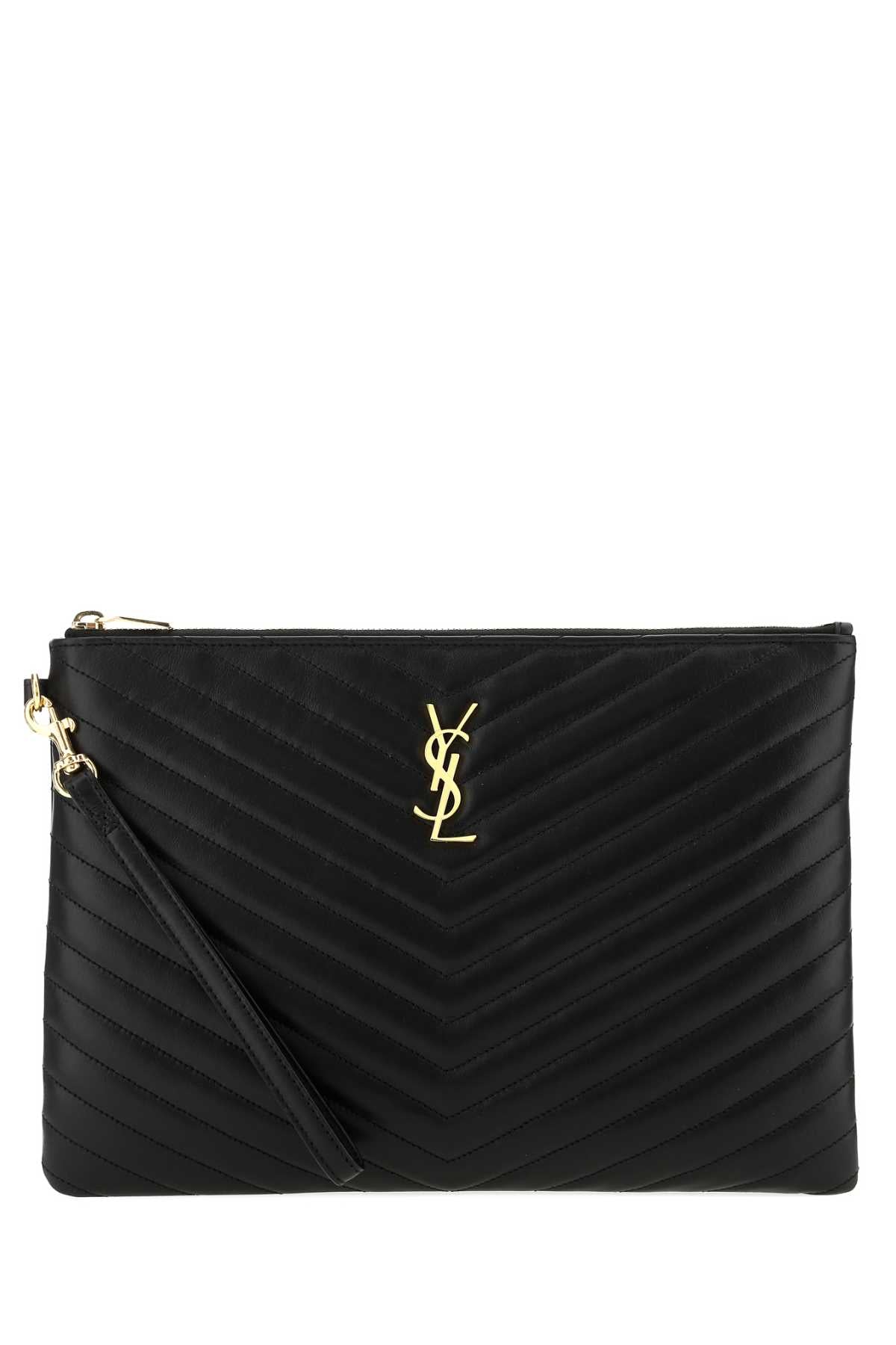Saint Laurent Women Black Leather Jolie I-Pad Holder SAINT LAURENT
