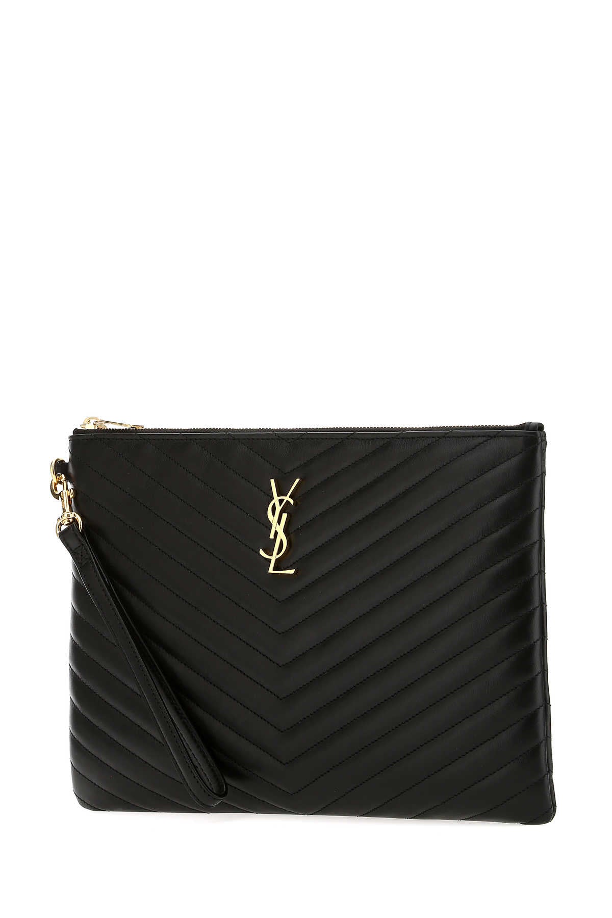 Saint Laurent Women Black Leather Jolie I-Pad Holder SAINT LAURENT