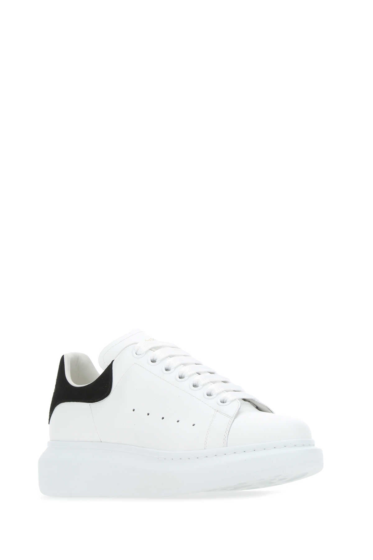 Alexander Mcqueen Women White Leather Sneakers With Black Suede Heel ALEXANDER MCQUEEN