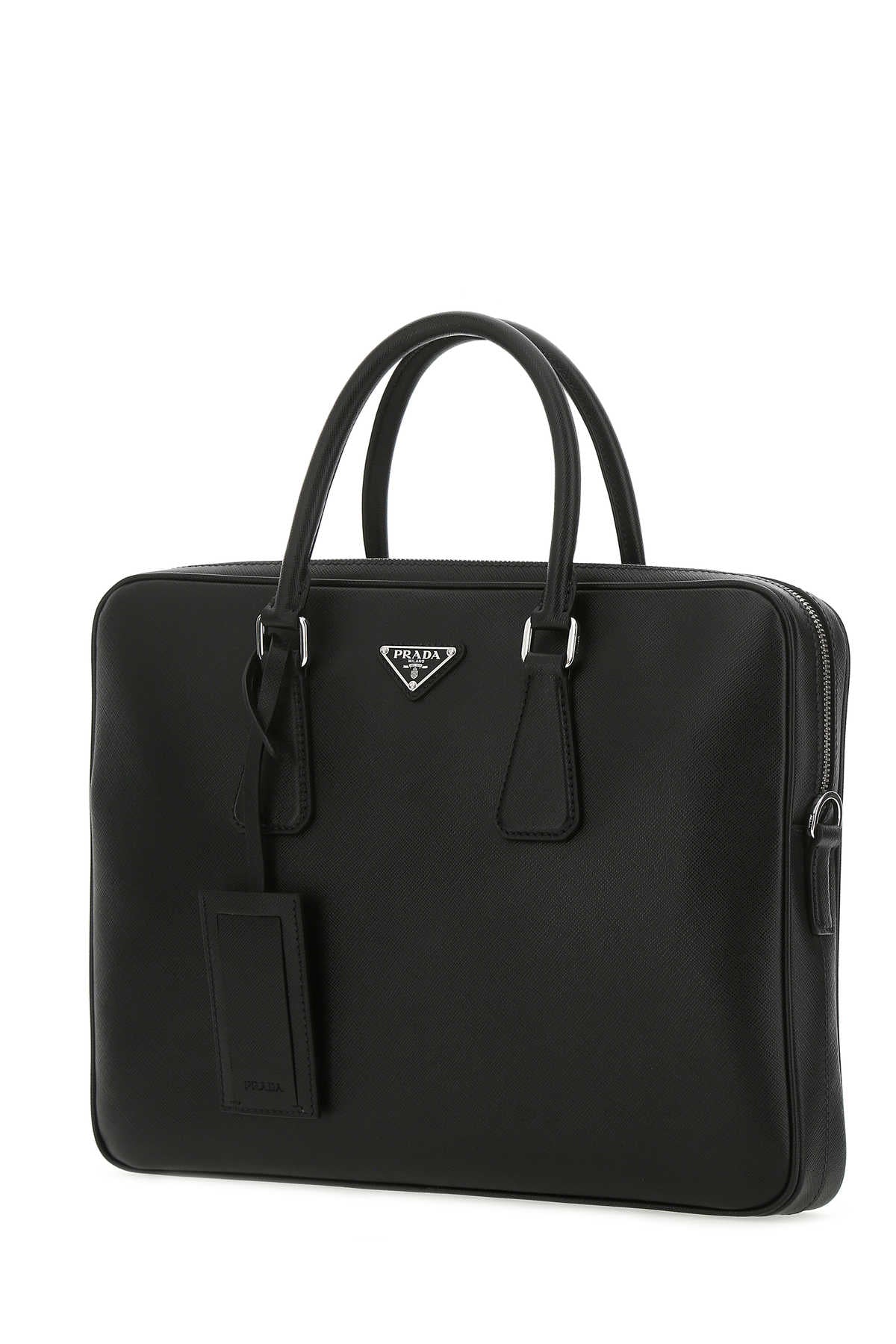 Prada Men Black Leather Brief Case PRADA