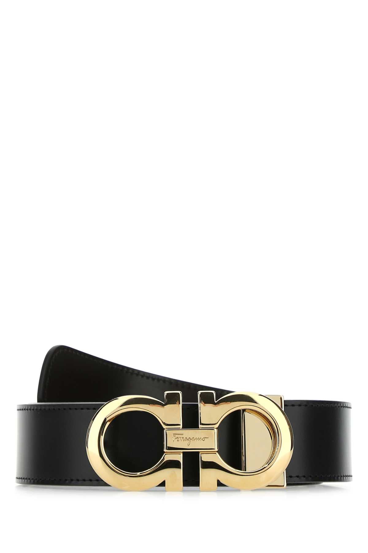 Salvatore Ferragamo Men Black Leather Reversible Belt FERRAGAMO