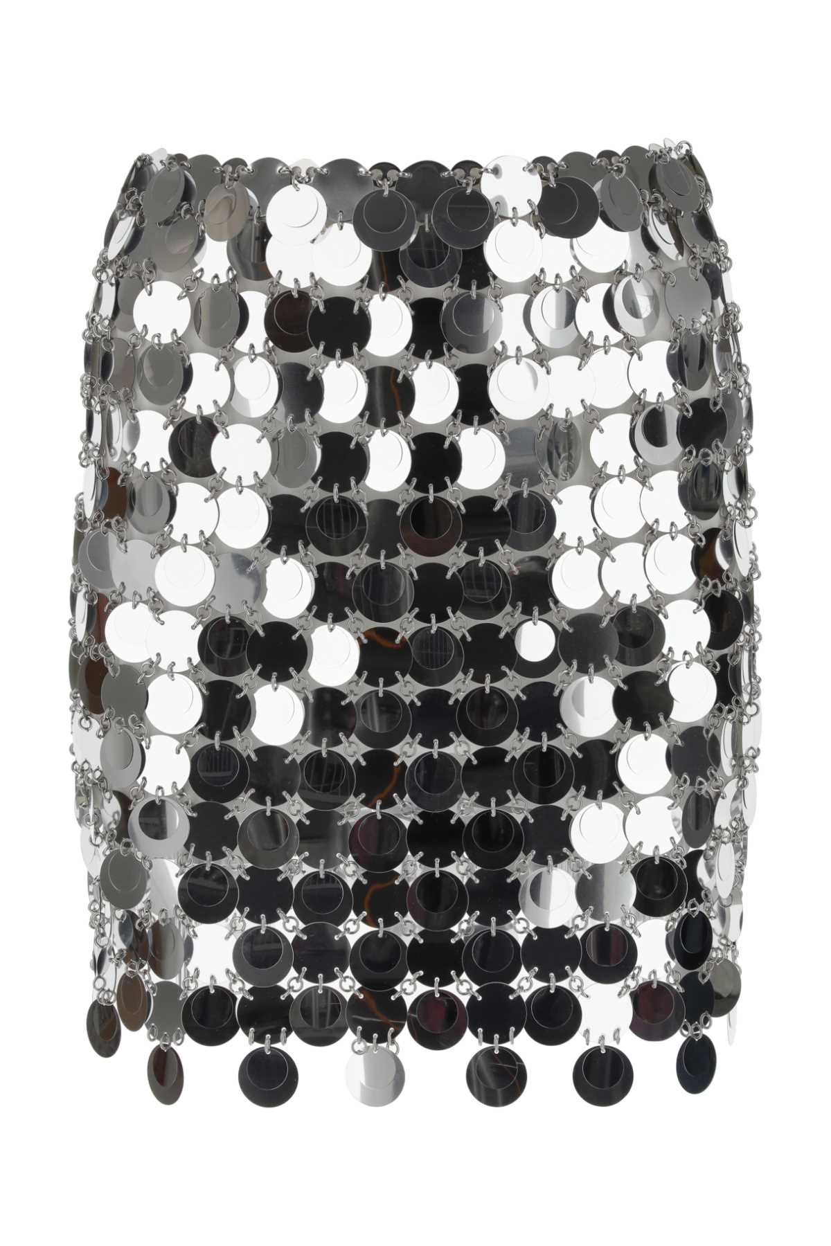 Rabanne Women Silver Maxi Sequins Mini Skirt PACO RABANNE