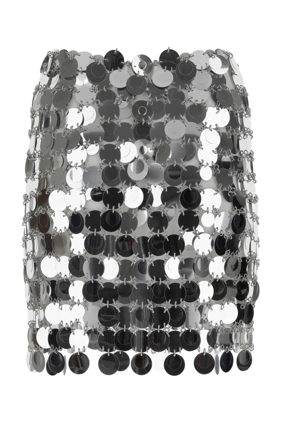 Rabanne Women Silver Maxi Sequins Mini Skirt PACO RABANNE