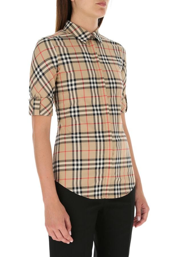 Burberry Woman Embroidered Stretch Poplin Shirt