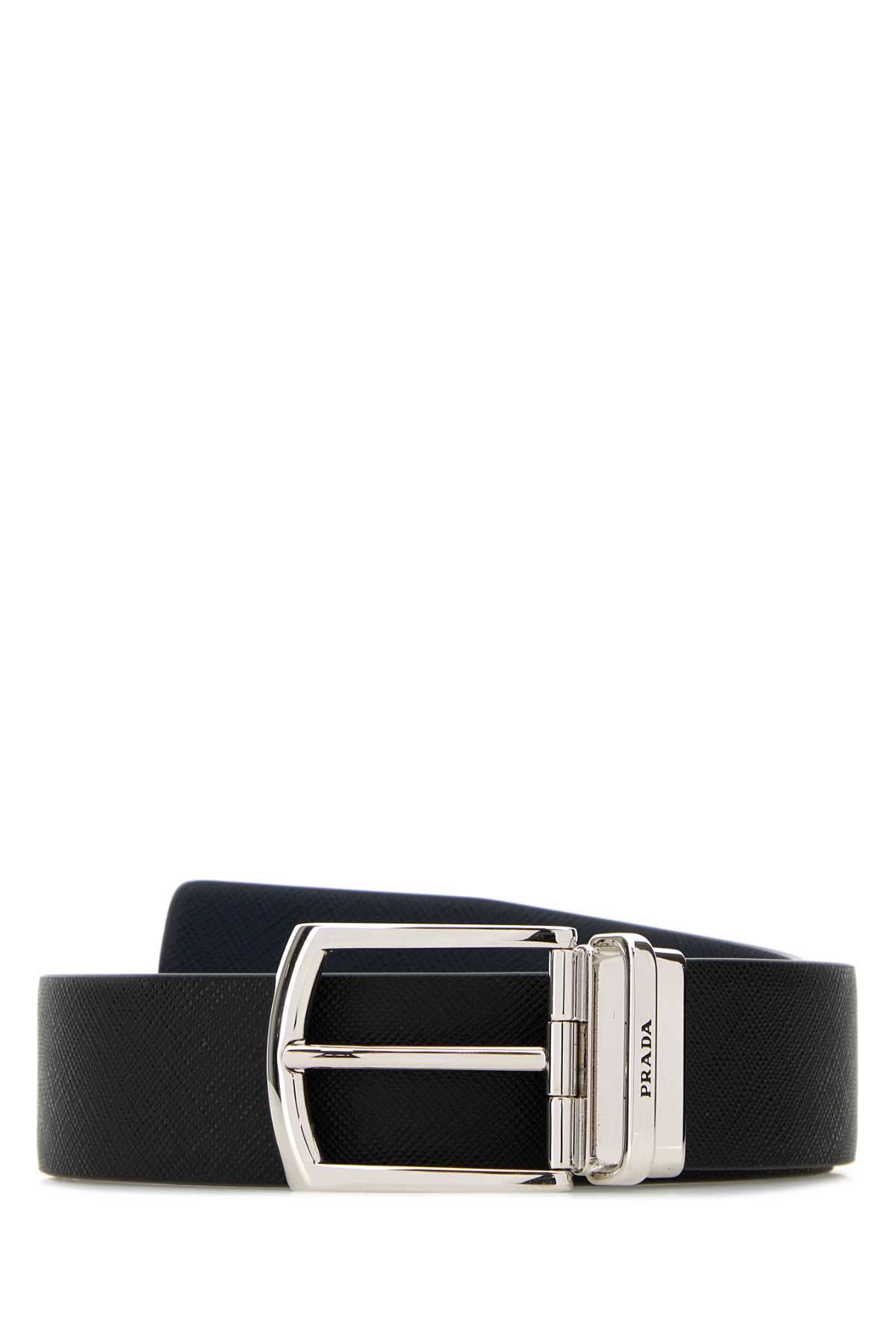Prada Men Black Leather Belt PRADA