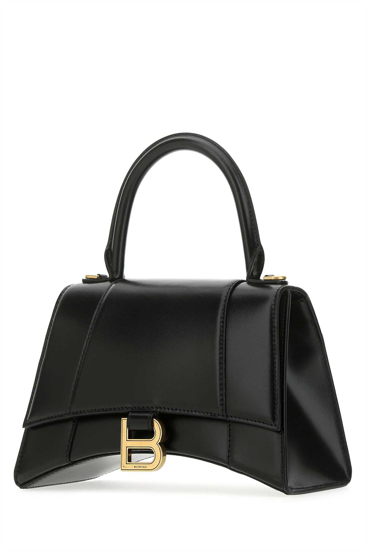 Balenciaga Women Black Leather Small Hourglass Handbag BALENCIAGA
