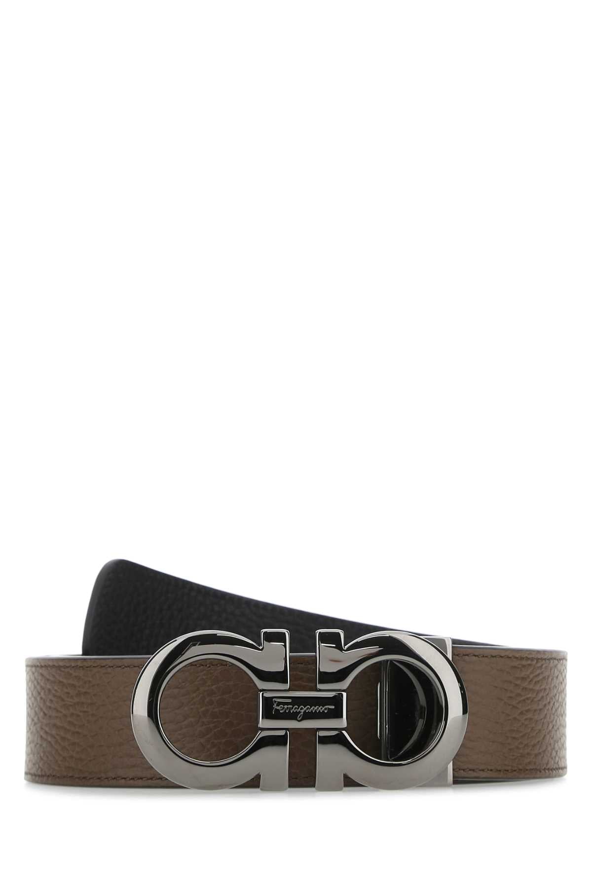 Salvatore Ferragamo Men Brown Leather Reversible Belt FERRAGAMO