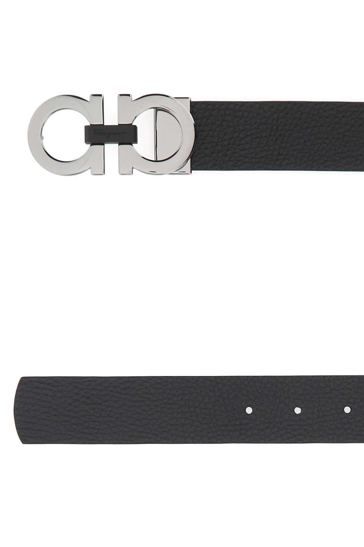 Salvatore Ferragamo Men Black Leather Reversible Belt FERRAGAMO