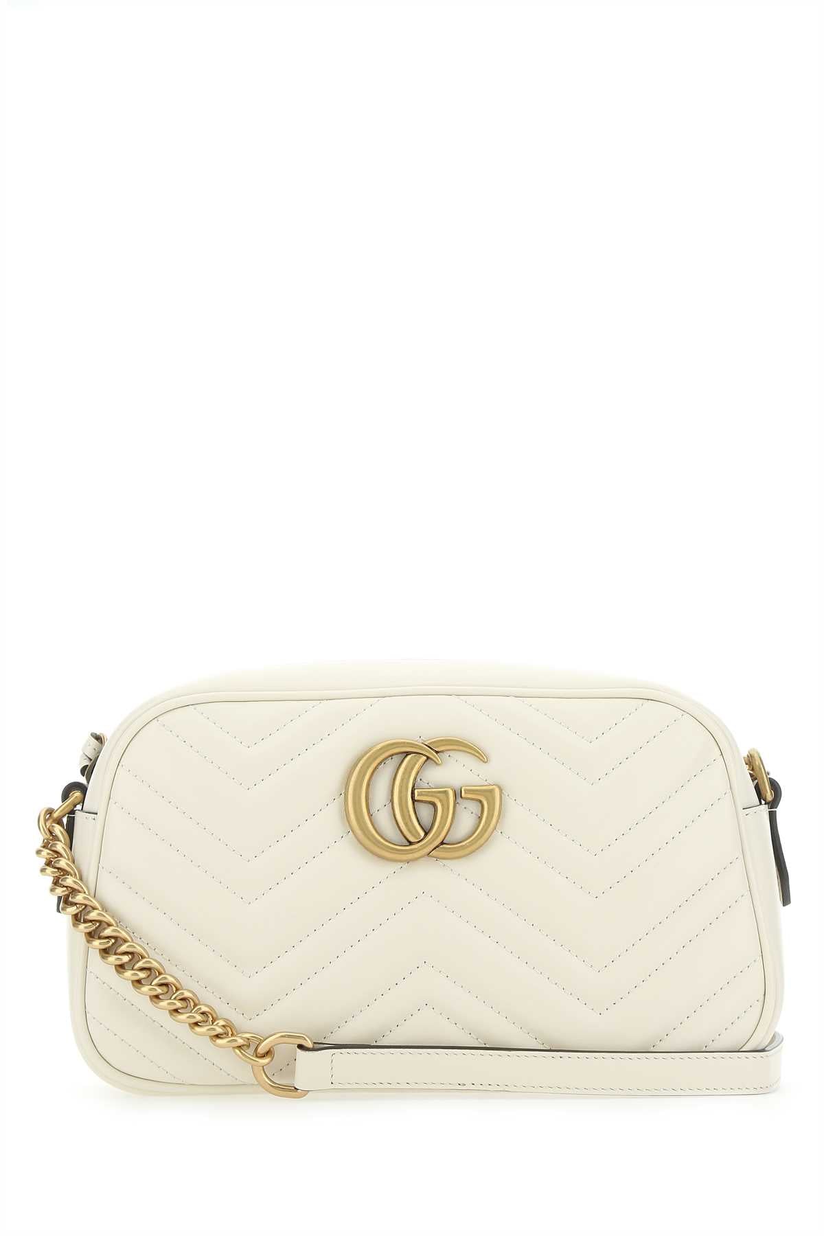 Gucci Women Ivory Leather Small Marmont Crossbody Bag GUCCI