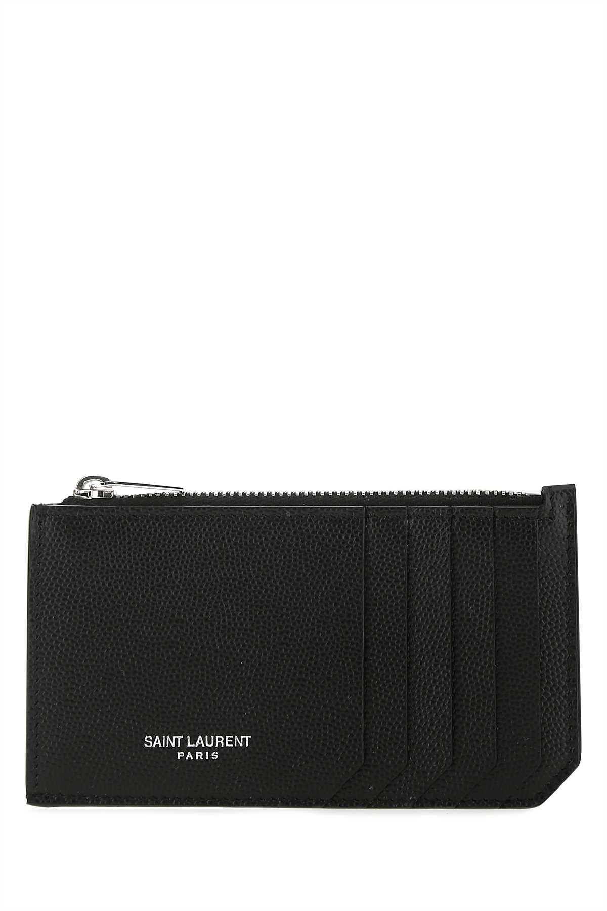 Saint Laurent Men Black Leather Card Holder SAINT LAURENT