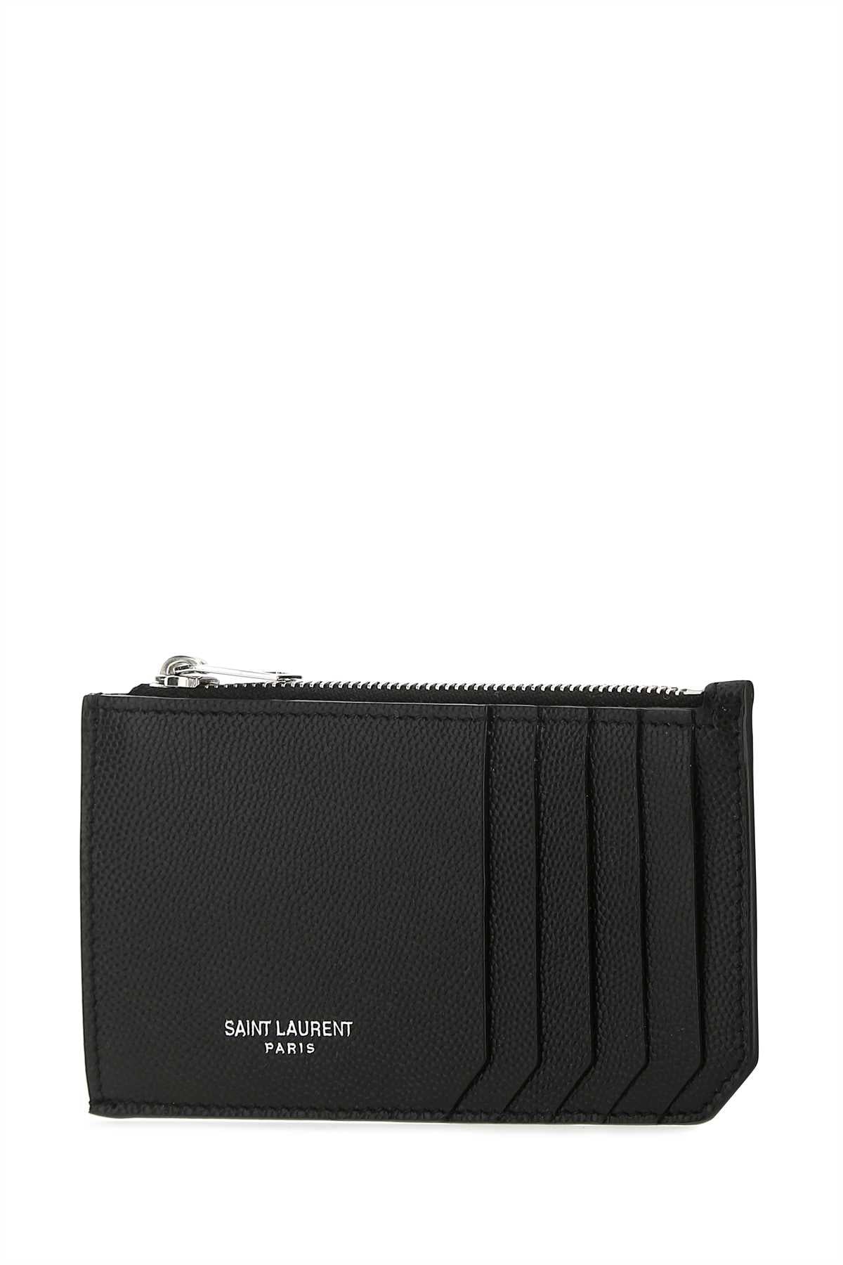 Saint Laurent Men Black Leather Card Holder SAINT LAURENT