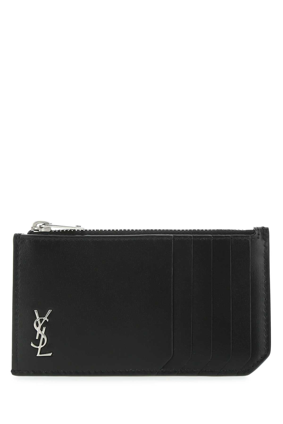 Saint Laurent Men Black Leather Card Holder SAINT LAURENT