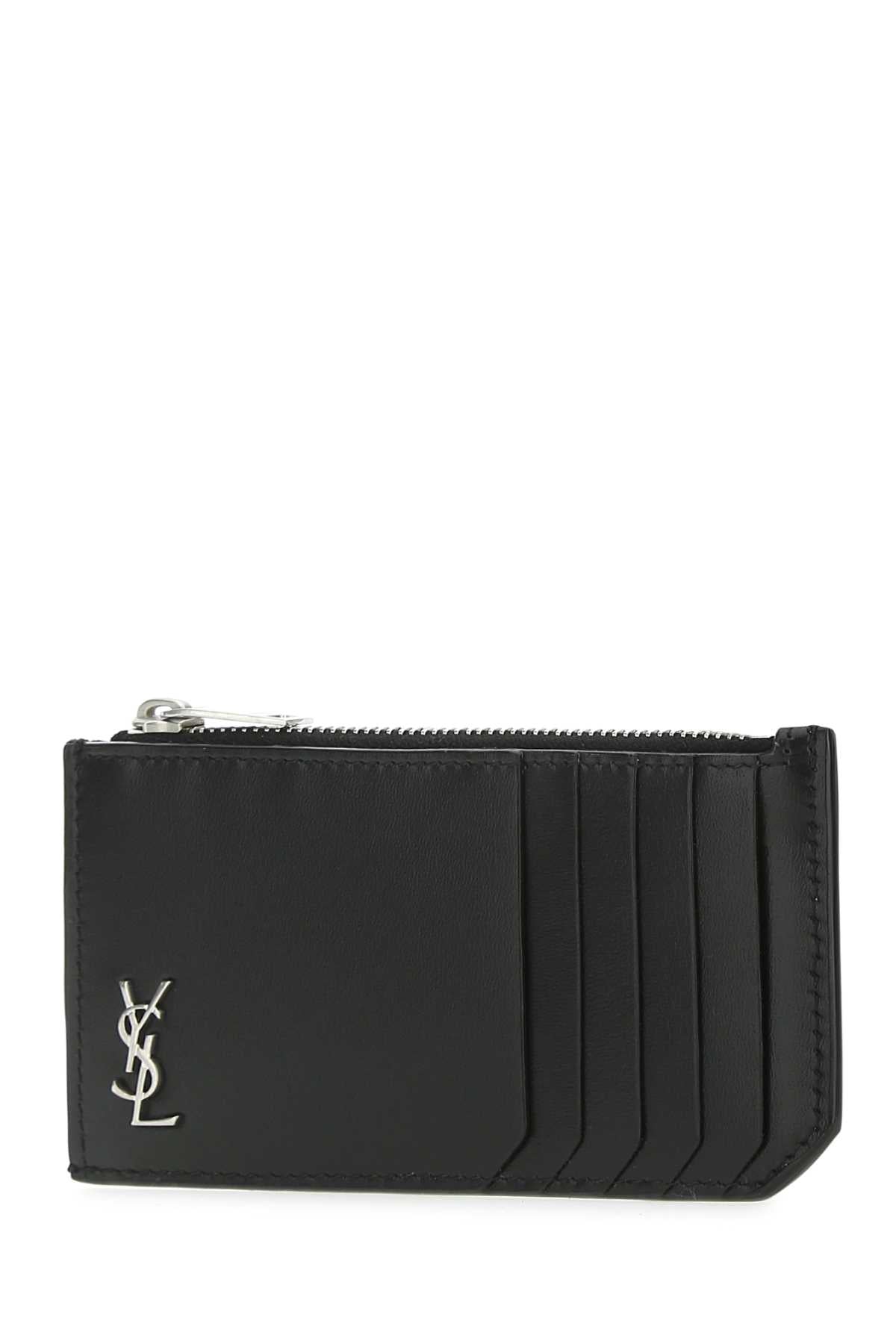 Saint Laurent Men Black Leather Card Holder SAINT LAURENT