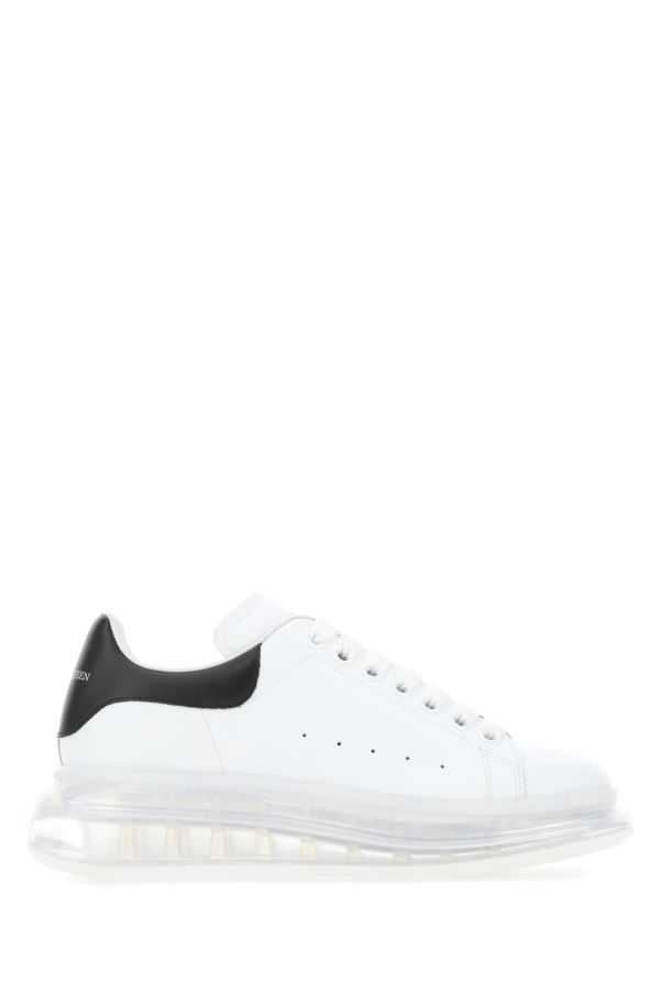 Alexander Mcqueen Woman White Leather Sneakers With Black Leather Heel