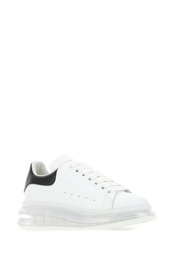 Alexander Mcqueen Woman White Leather Sneakers With Black Leather Heel