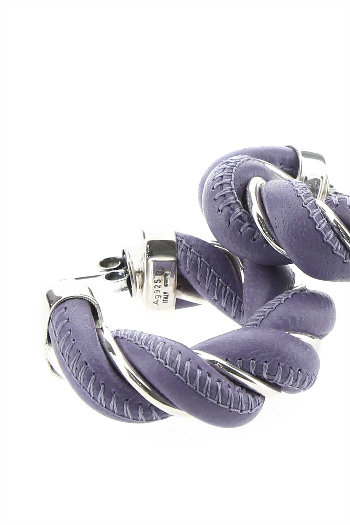 Bottega Veneta Women Lilac Nappa Leather And 925 Silver Earrings BOTTEGA VENETA