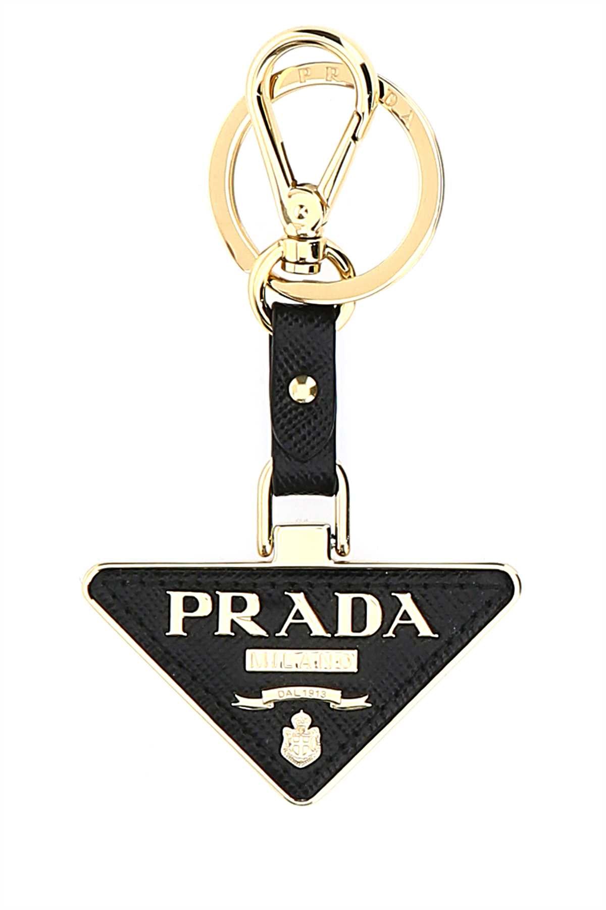 Prada Women Two-Tone Metal And Leather Key Ring PRADA