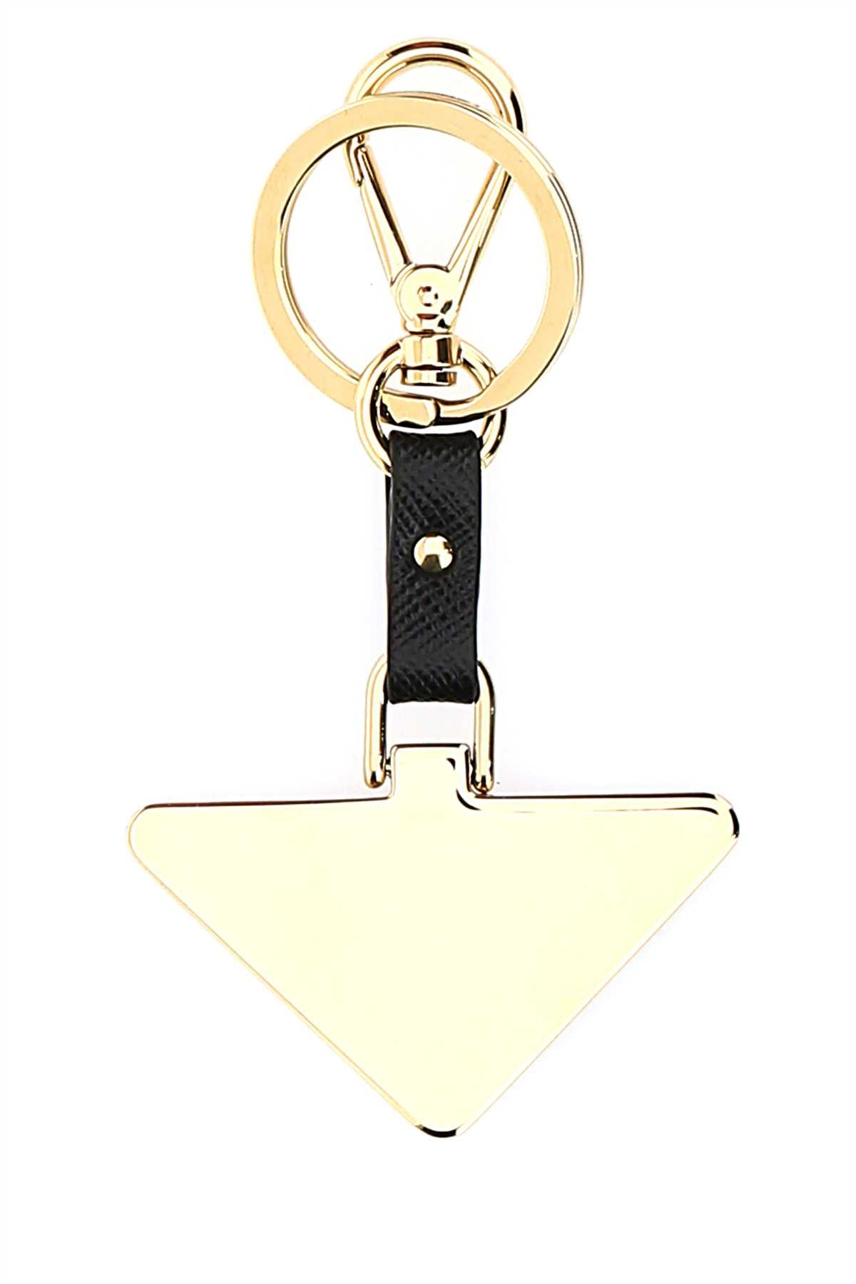 Prada Women Two-Tone Metal And Leather Key Ring PRADA