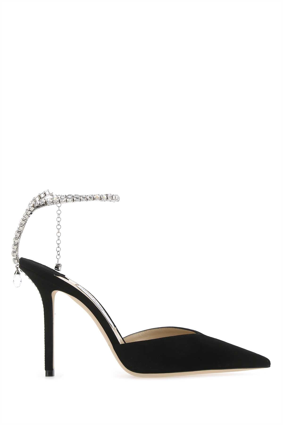Jimmy Choo Women Black Suede Saeda 100 Pumps JIMMY CHOO