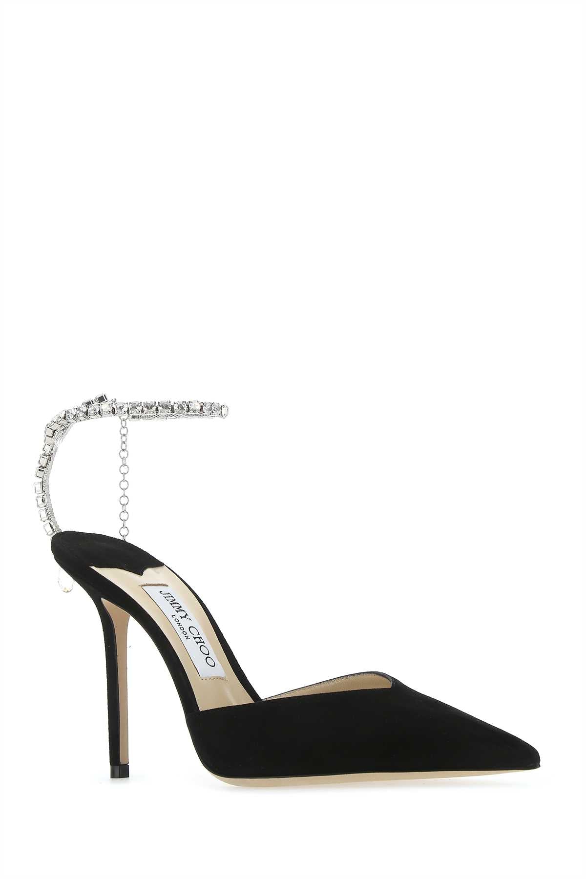 Jimmy Choo Women Black Suede Saeda 100 Pumps JIMMY CHOO