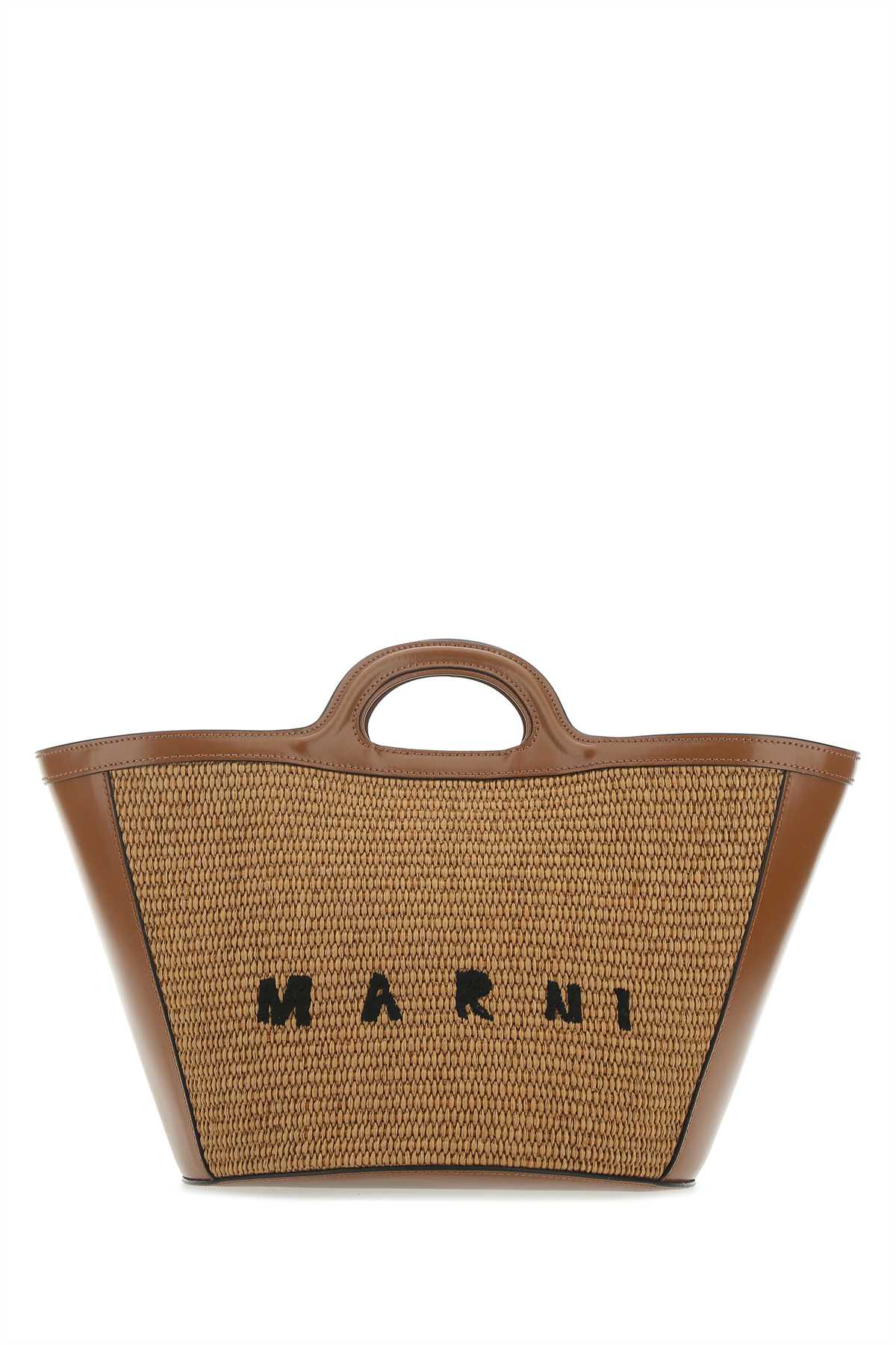 Marni Women Two-Tone Leather And Raffia Small Tropicalia Summer Handbag MARNI