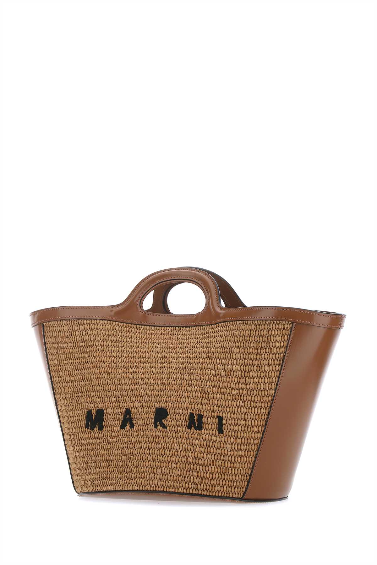 Marni Women Two-Tone Leather And Raffia Small Tropicalia Summer Handbag MARNI