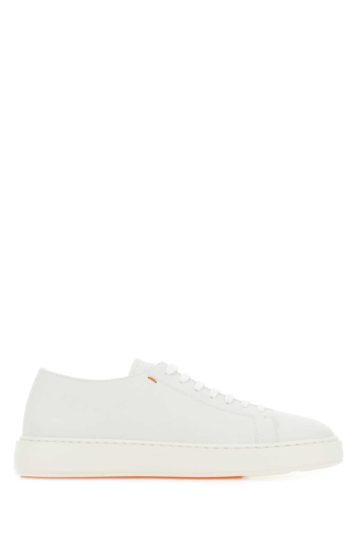 Santoni Men White Leather Sneakers SANTONI