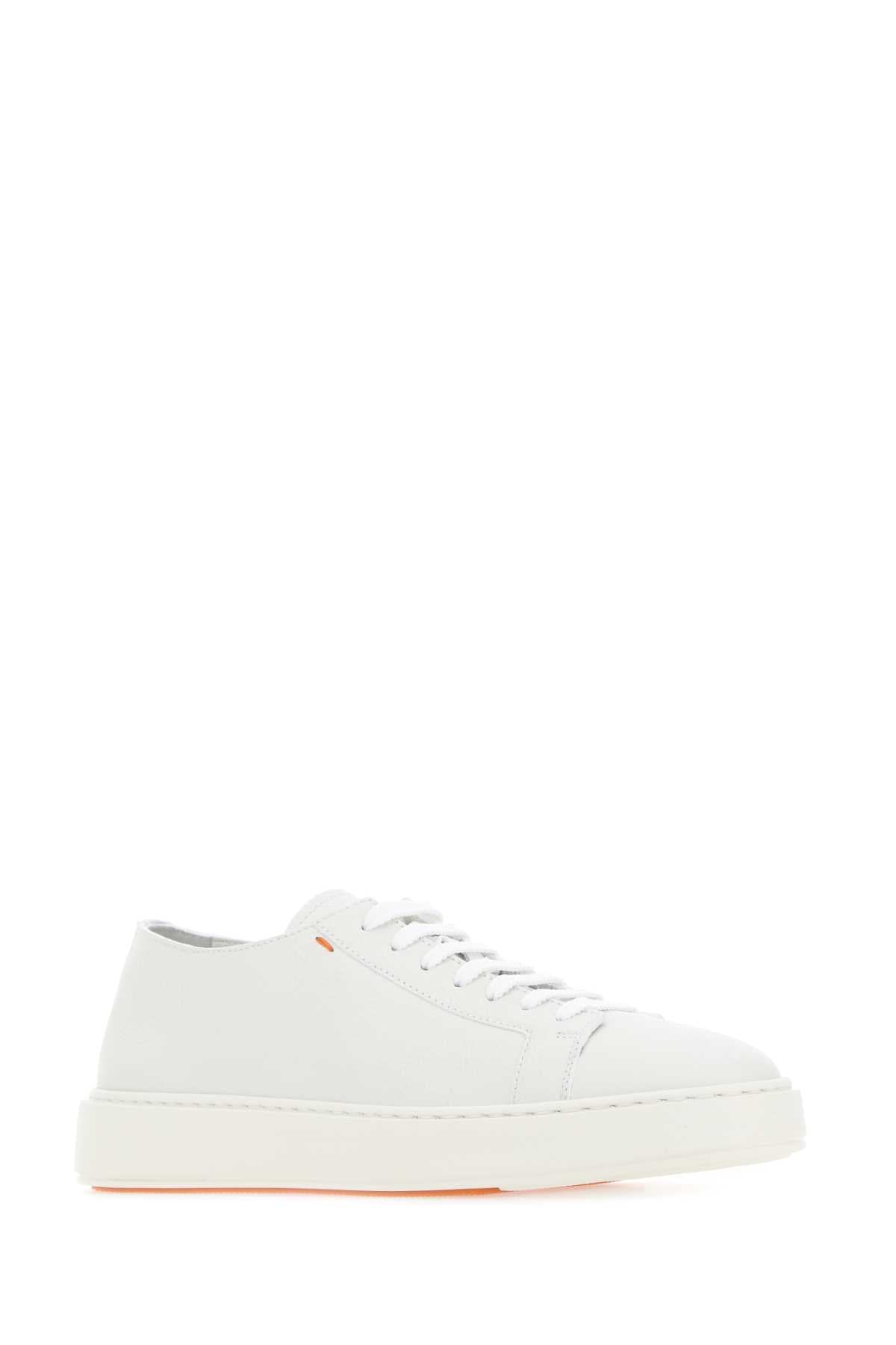 Santoni Men White Leather Sneakers SANTONI