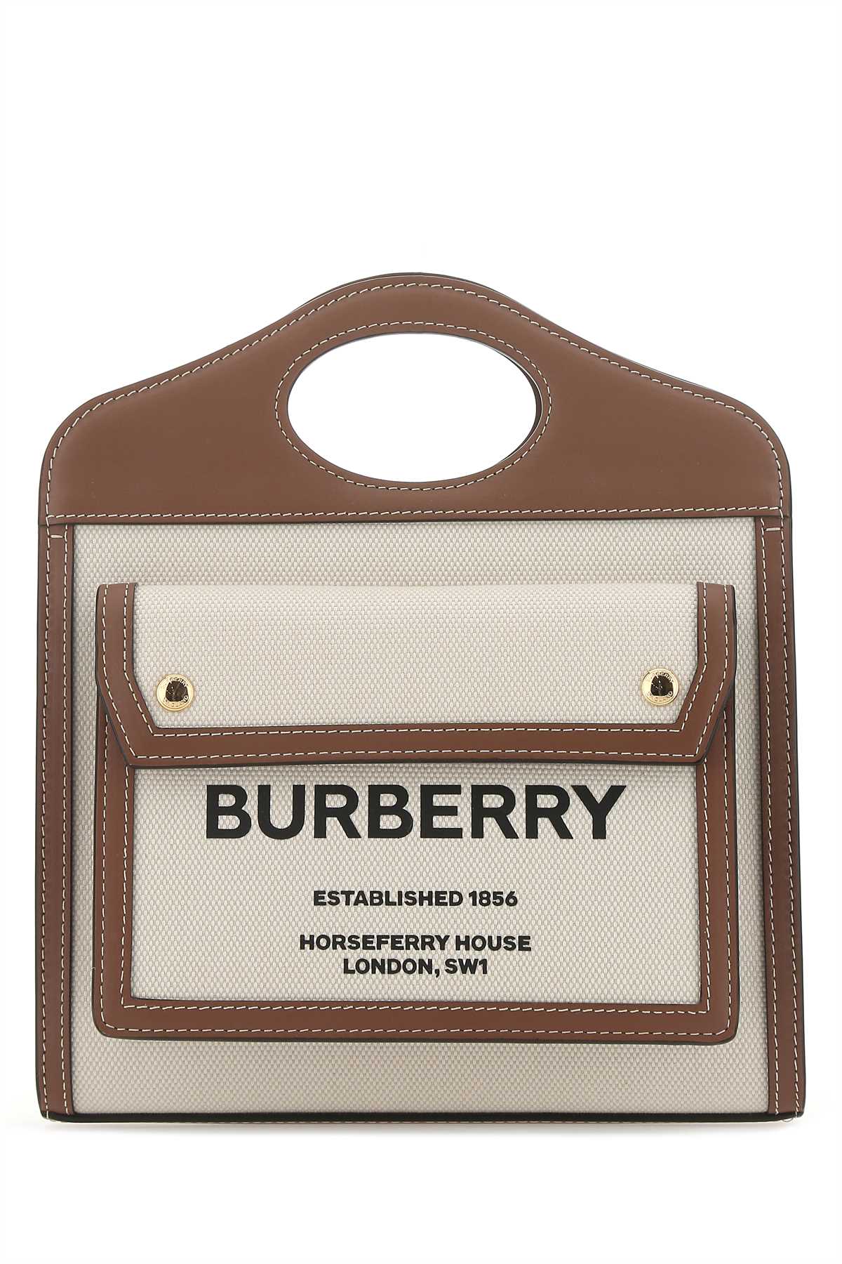 Burberry Women Two-Tone Canvas And Leather Mini Pocket Handbag BURBERRY