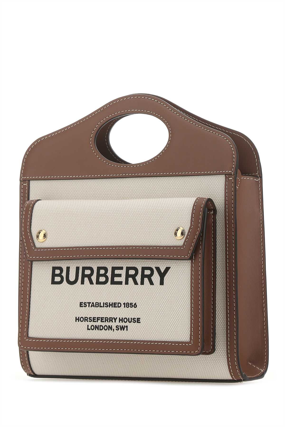 Burberry Women Two-Tone Canvas And Leather Mini Pocket Handbag BURBERRY