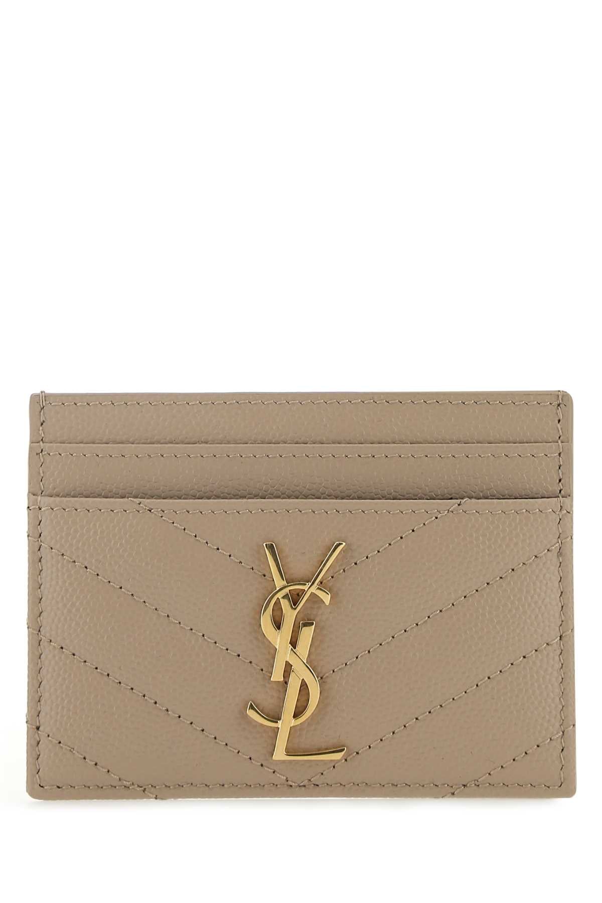 Saint Laurent Women Beige Leather Card Holder SAINT LAURENT