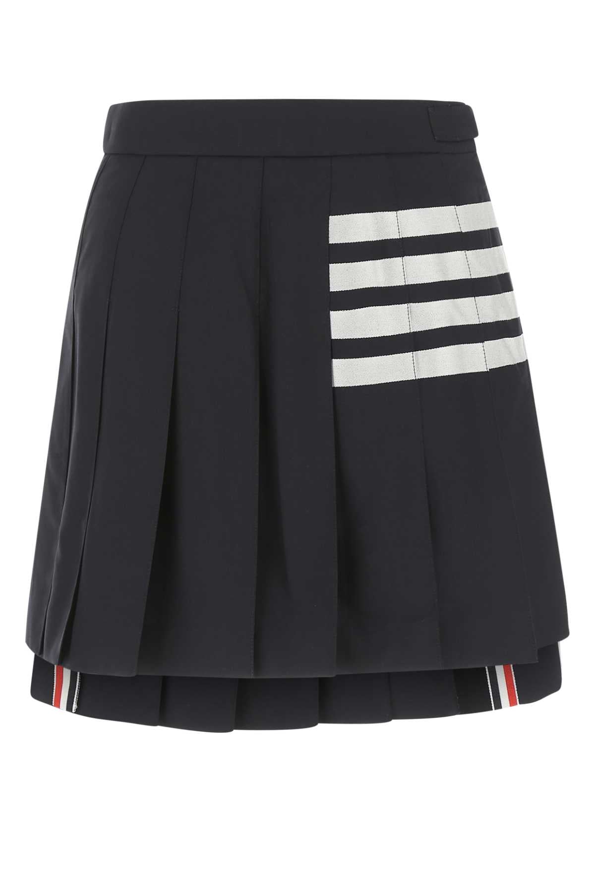 Thom Browne Women Navy Blue Wool Mini Skirt