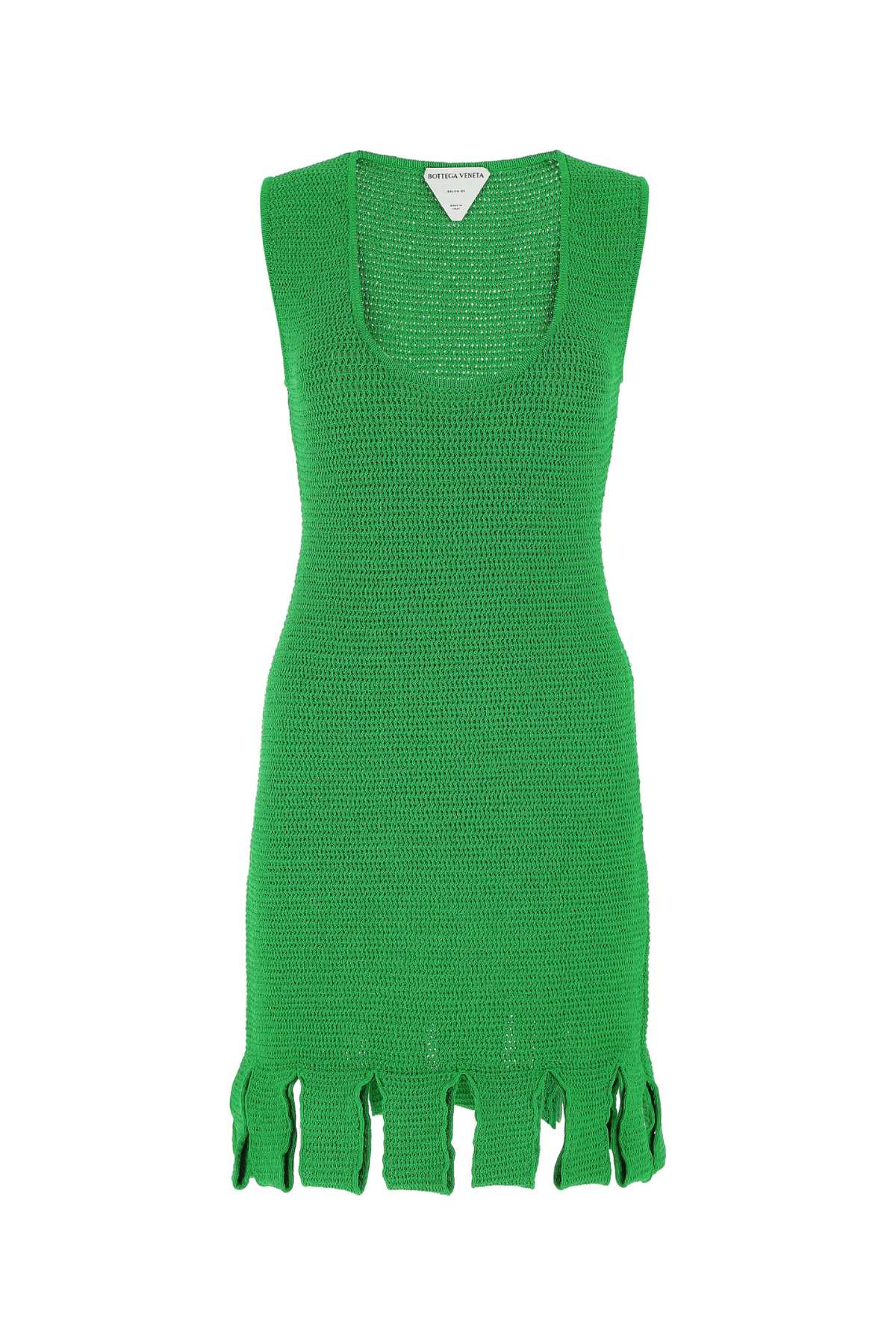 Bottega Veneta Women Grass Green Stretch Cotton Blend Mini Dress BOTTEGA VENETA