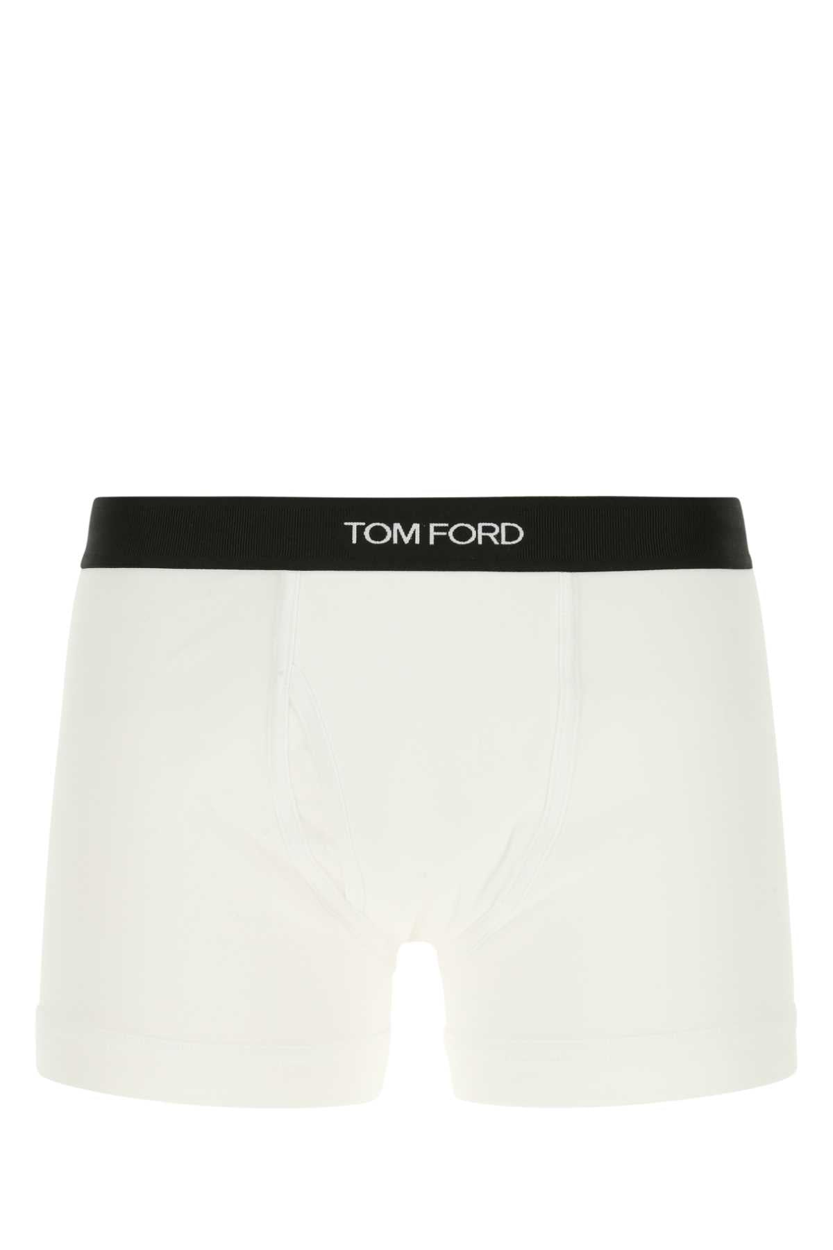 Tom Ford Men White Stretch Cotton Boxer TOM FORD