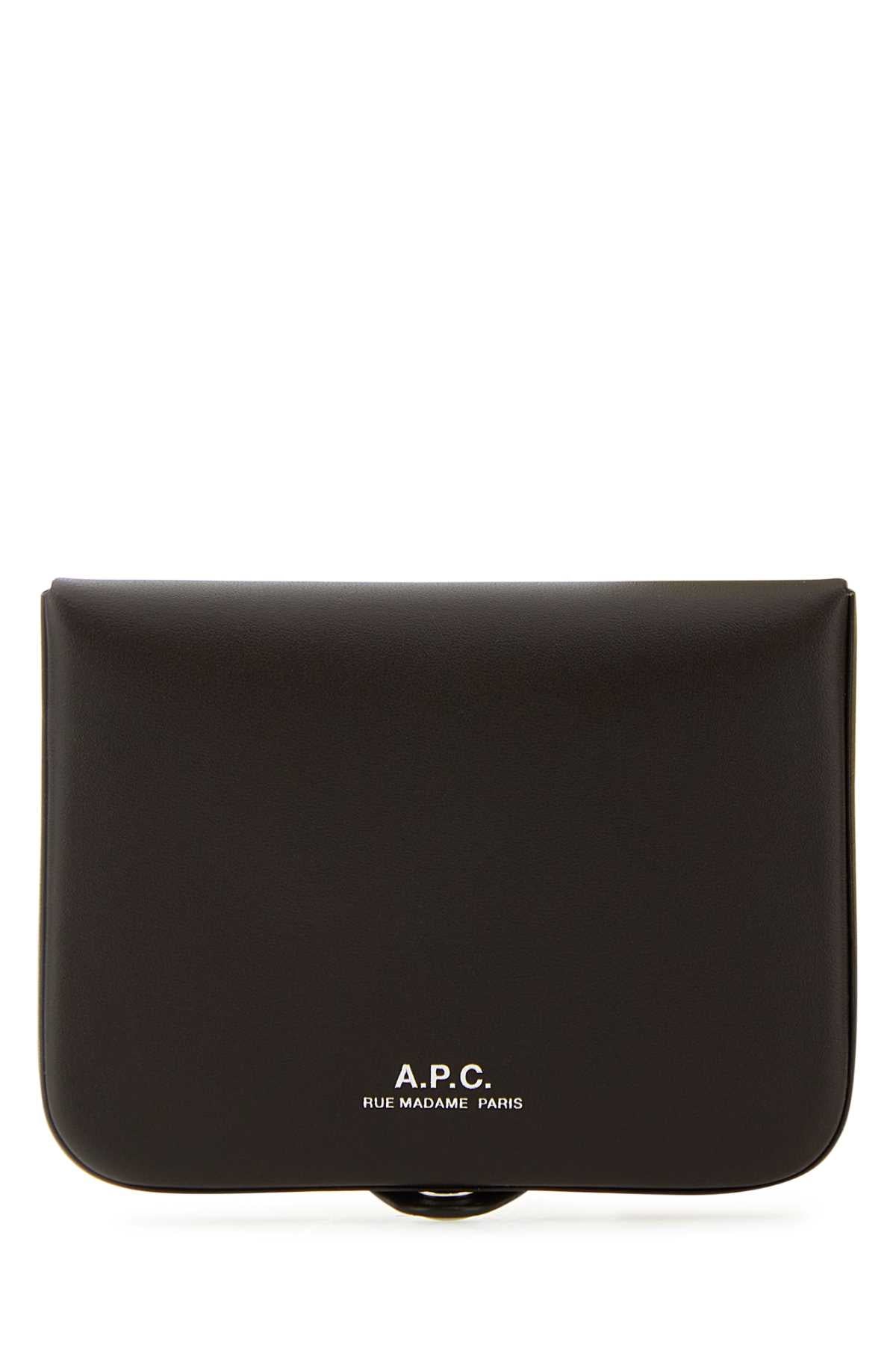 A.P.C. Men Dark Brown Leather Card Holder A.P.C.