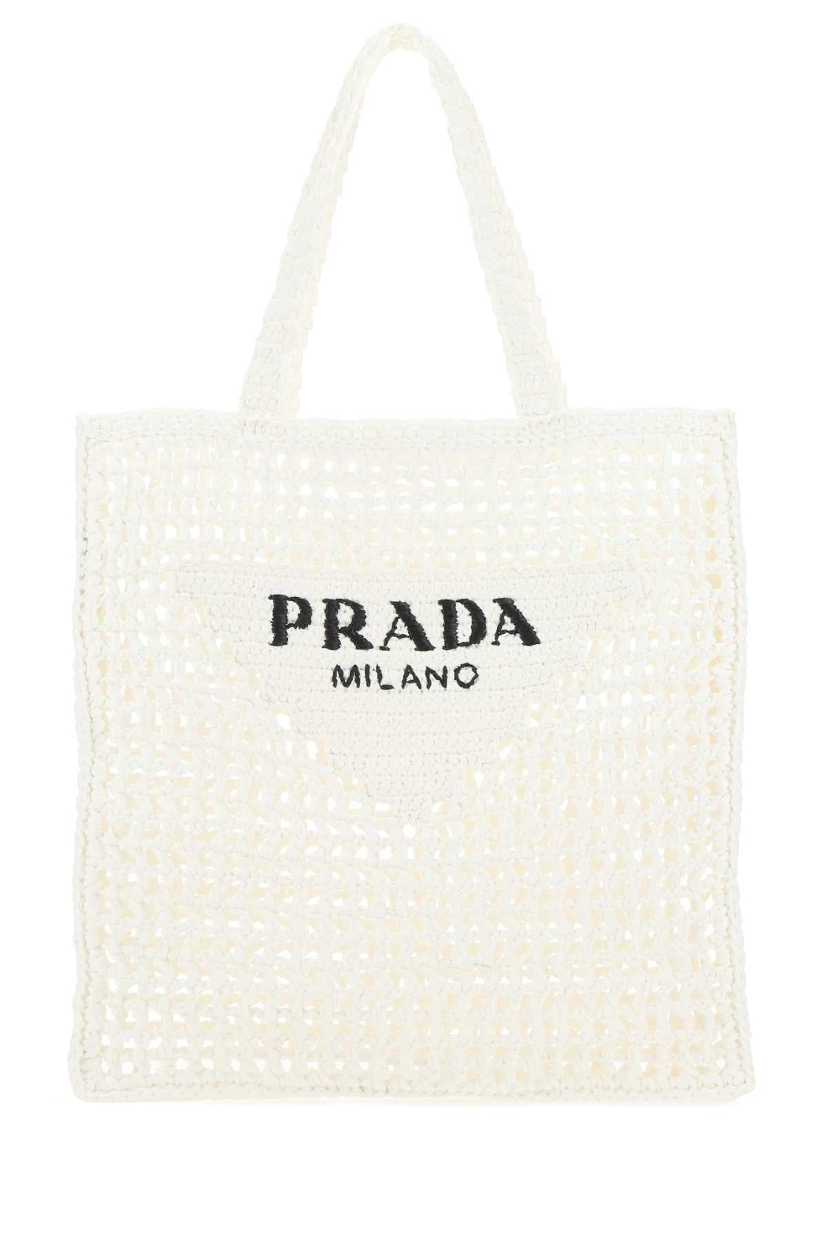 Prada Women White Raffia Shopping Bag PRADA