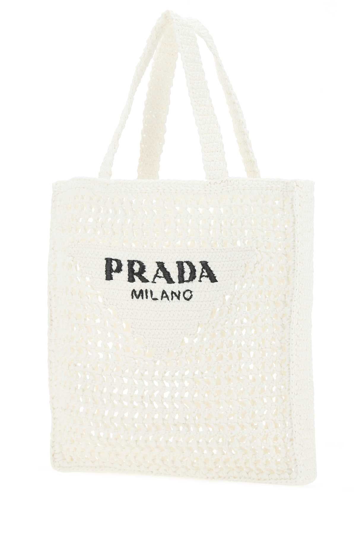 Prada Women White Raffia Shopping Bag PRADA