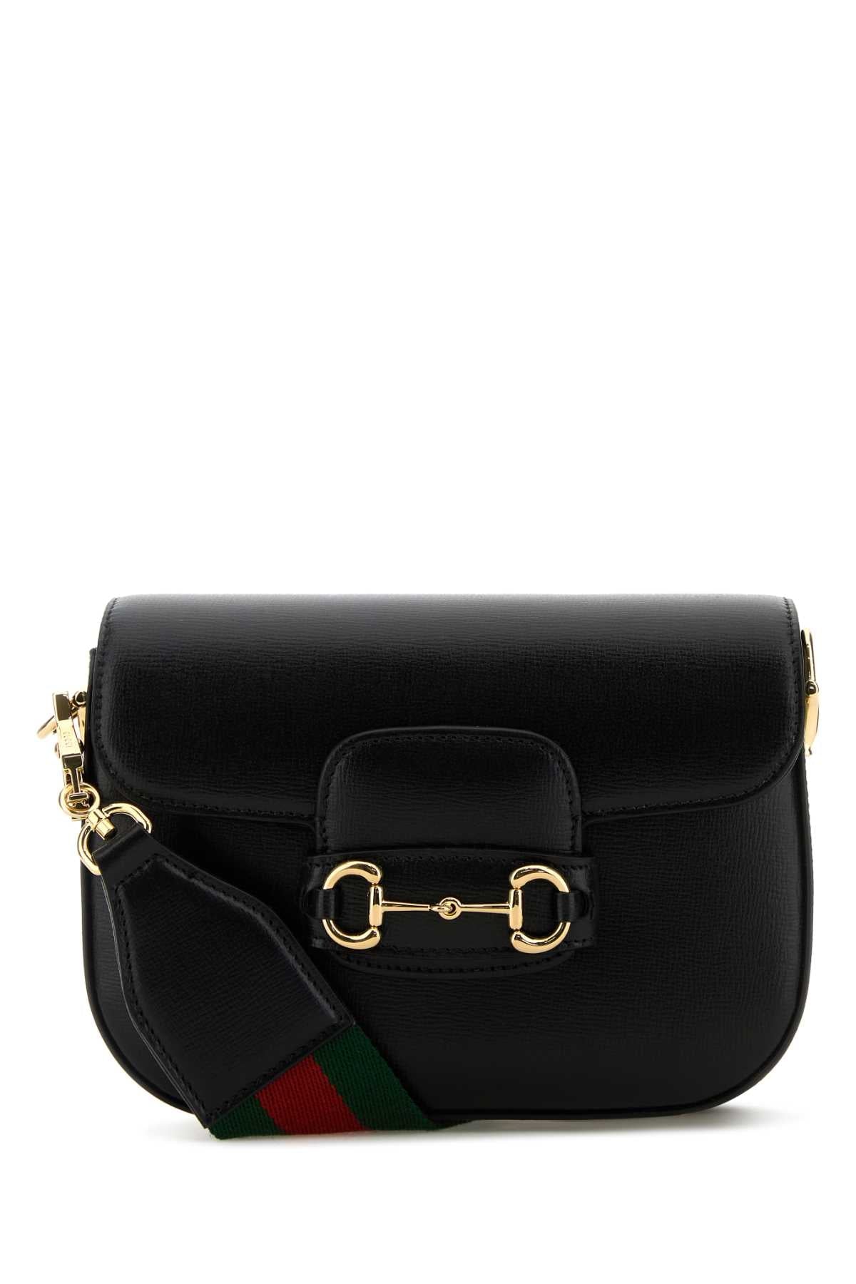 Gucci Women Black Leather Mini Horsebit 1955 Crossbody Bag GUCCI