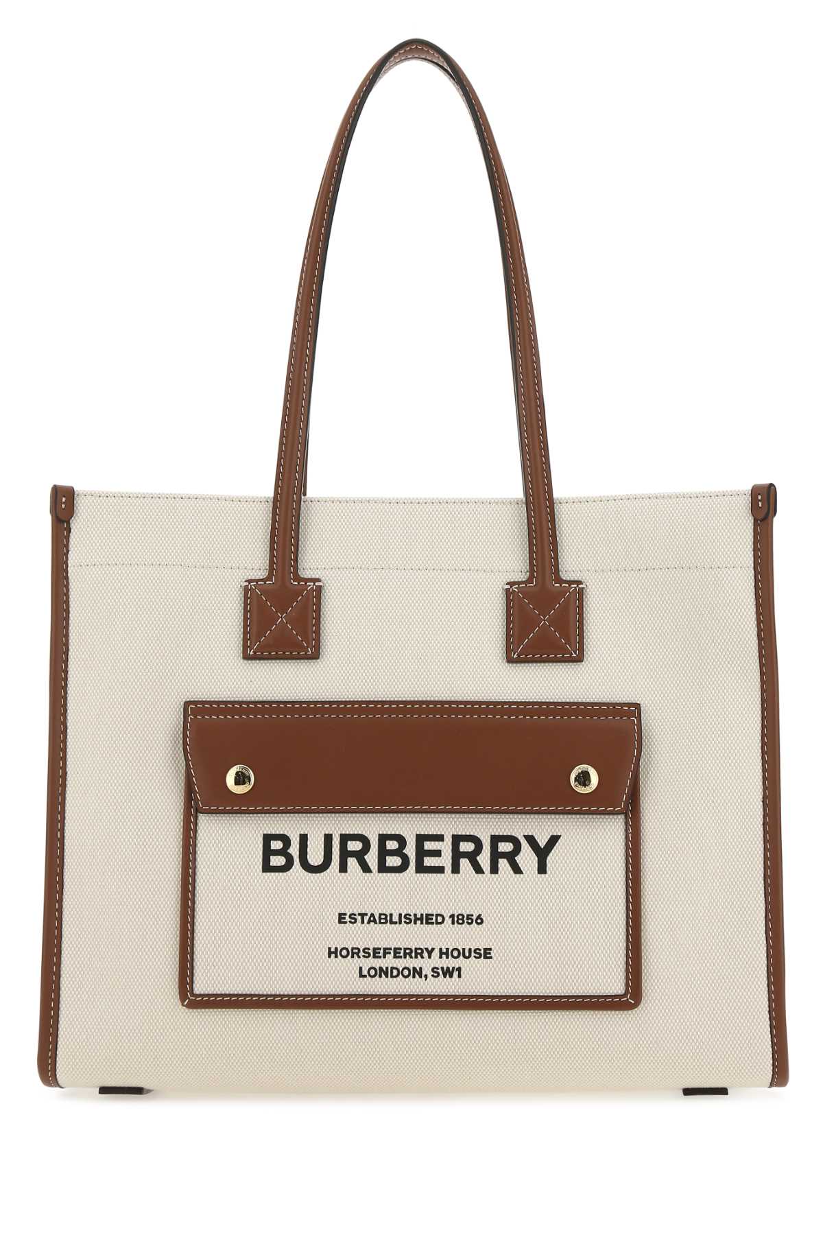 Burberry Women Ivory Canvas Freya Shopping Bag BURBERRY