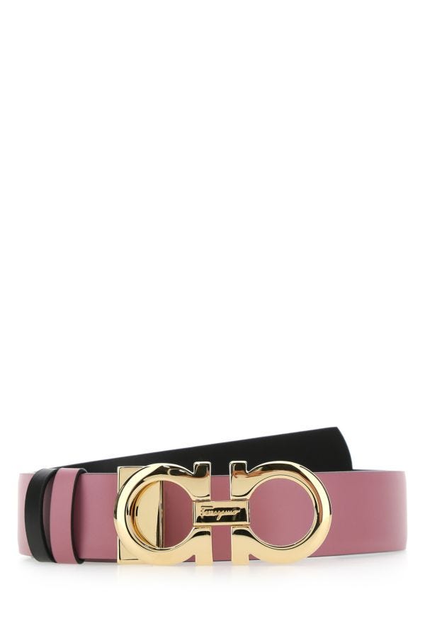 Salvatore Ferragamo Woman Pink Leather Reversible Belt