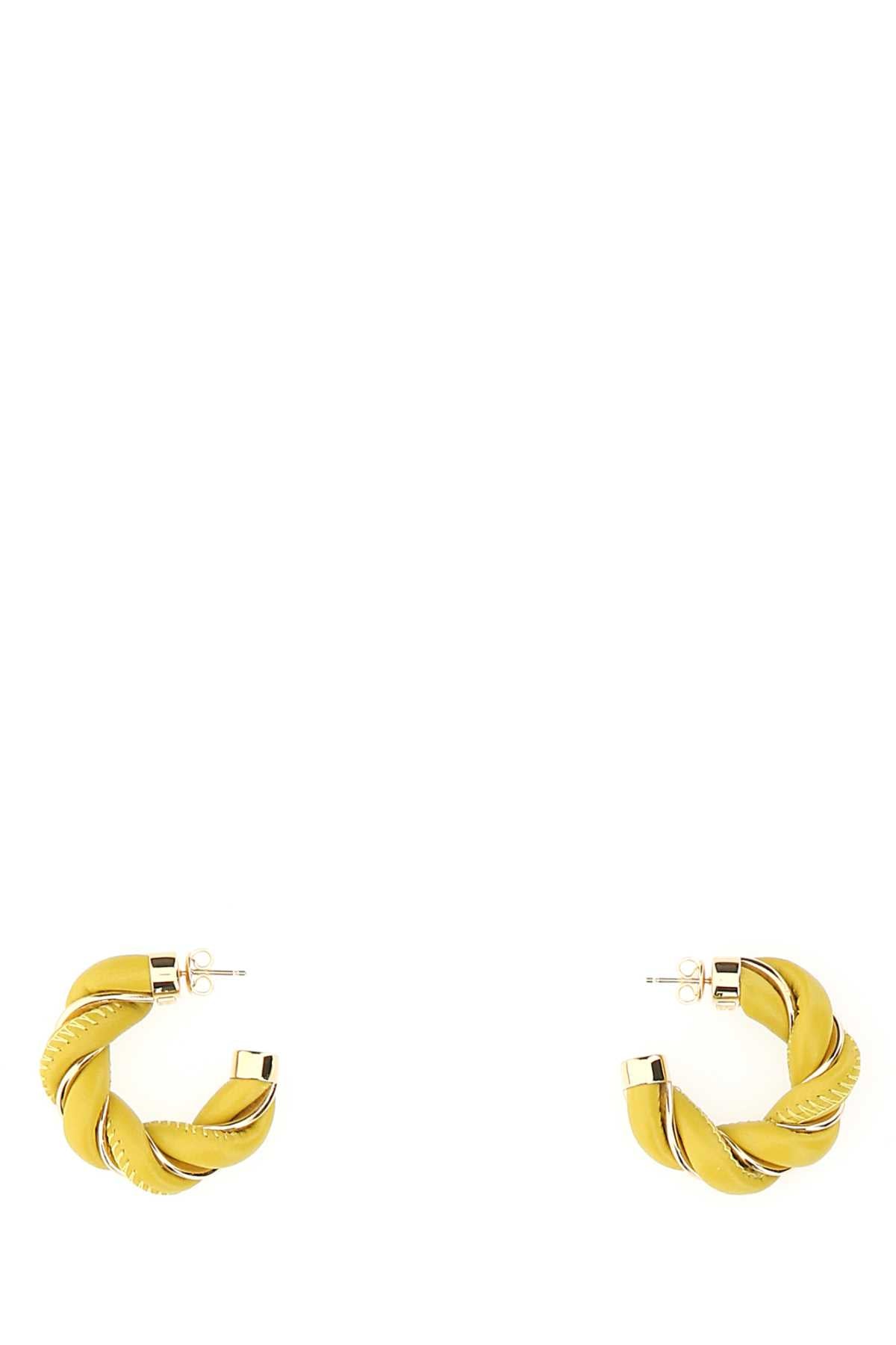 Bottega Veneta Women Yellow Nappa Leather And 925 Silver Twist Earrings BOTTEGA VENETA