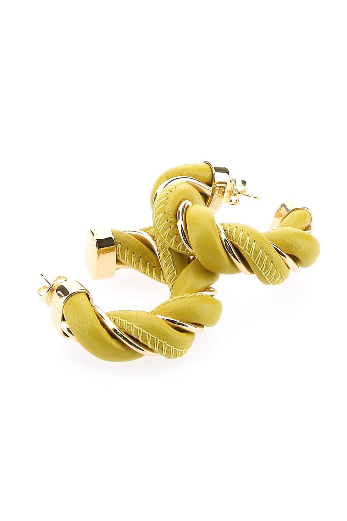 Bottega Veneta Women Yellow Nappa Leather And 925 Silver Twist Earrings BOTTEGA VENETA