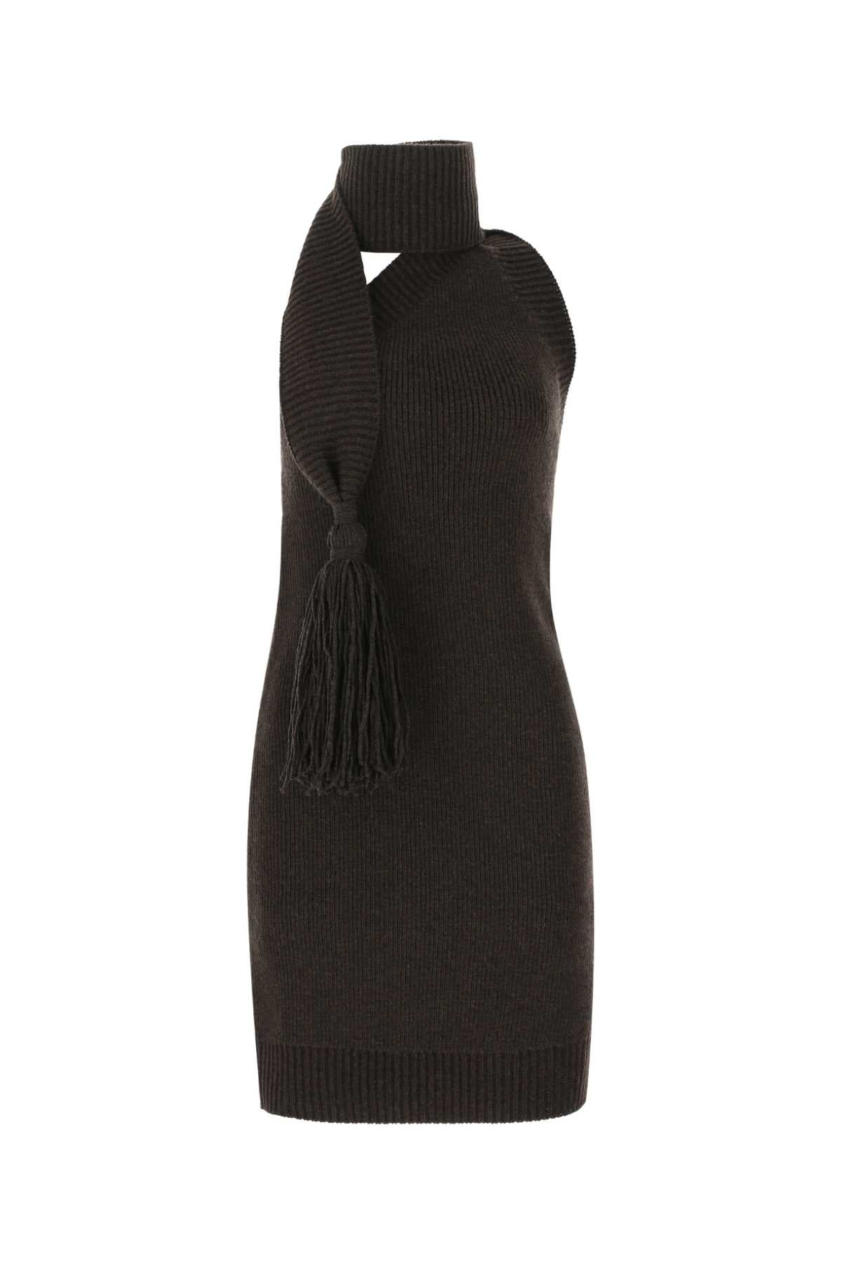 Bottega Veneta Women Dark Brown Wool Mini Dress BOTTEGA VENETA