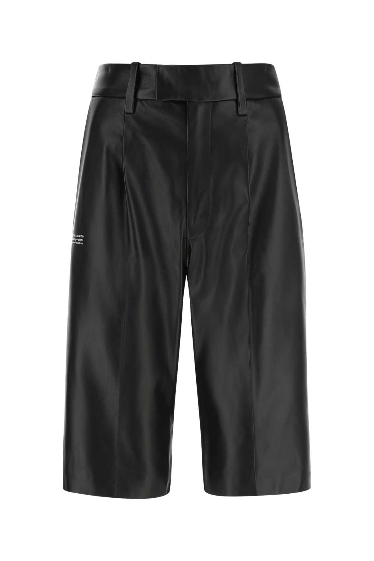 Off White Women Black Leather Bermuda Shorts OFF-WHITE
