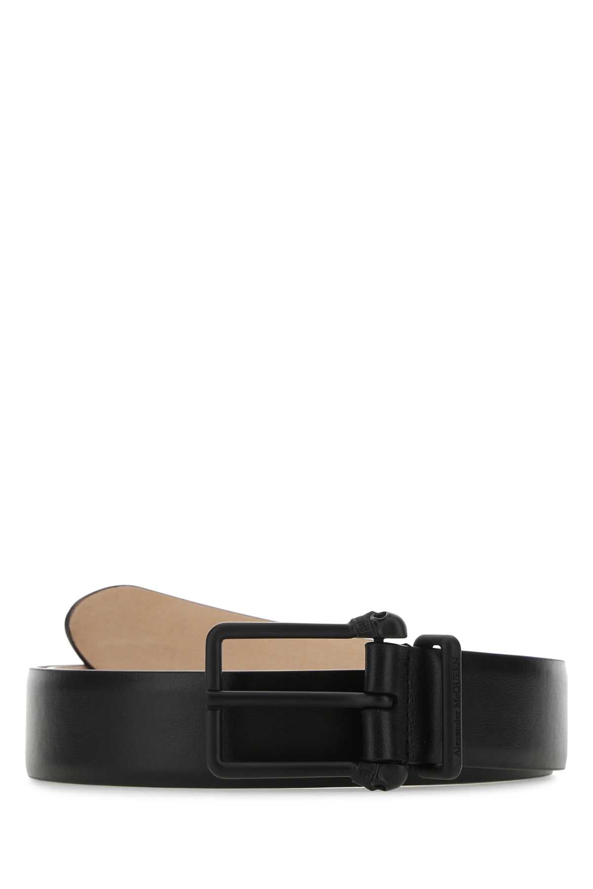 Alexander Mcqueen Men Black Leather Belt ALEXANDER MCQUEEN