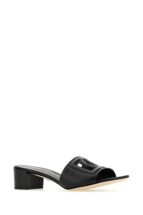 Dolce & Gabbana Woman Black Leather Crystal 40 Mules
