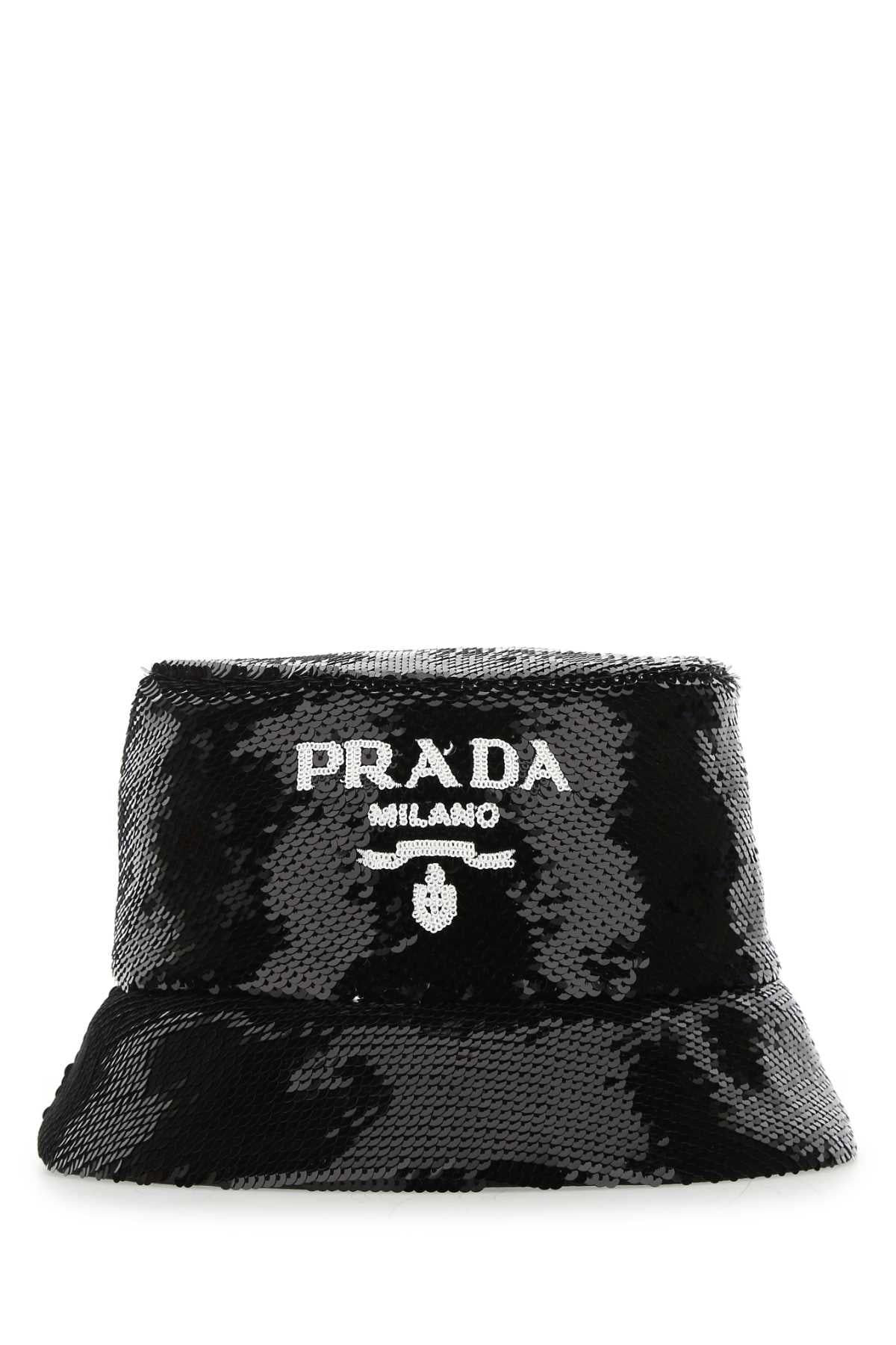 Prada Women Black Sequins Bucket Hat PRADA