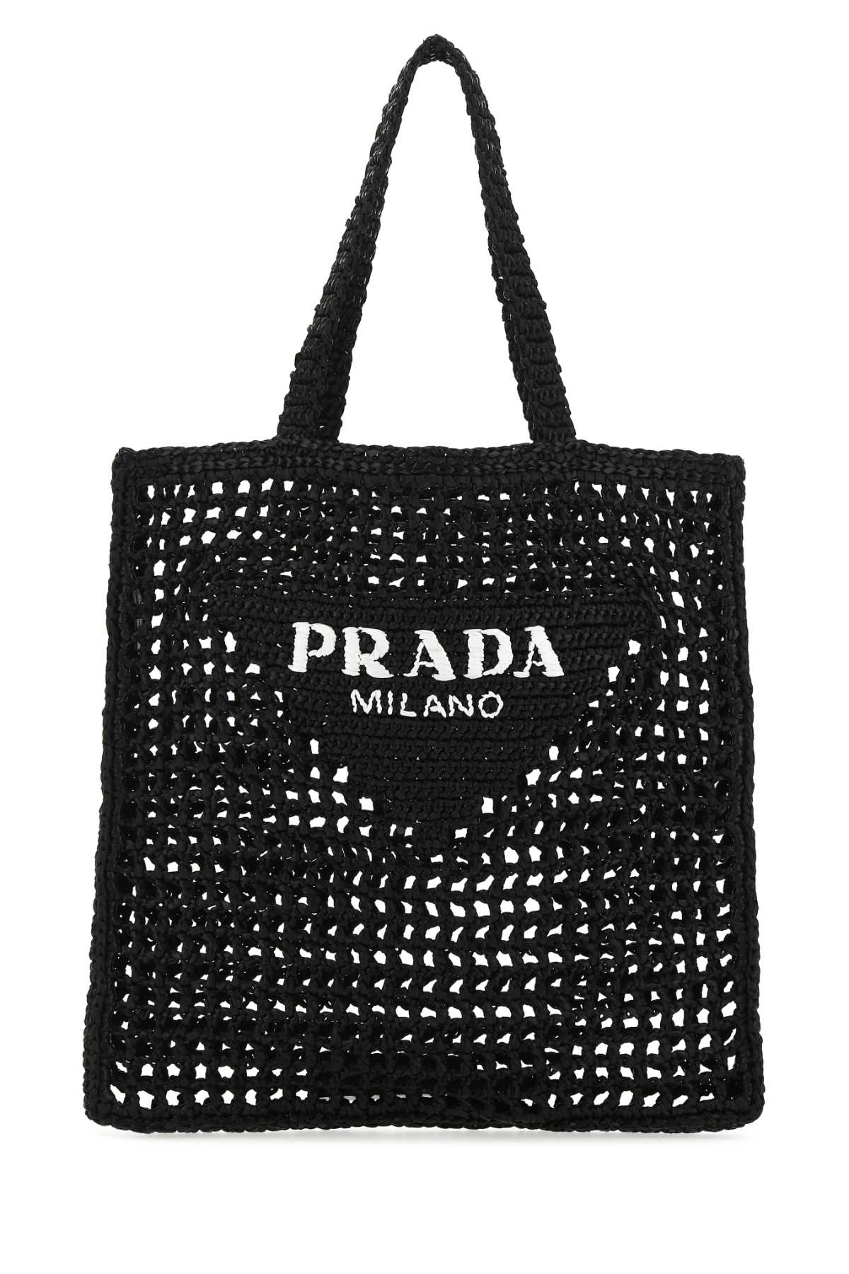 Prada Women Black Raffia Shopping Bag PRADA